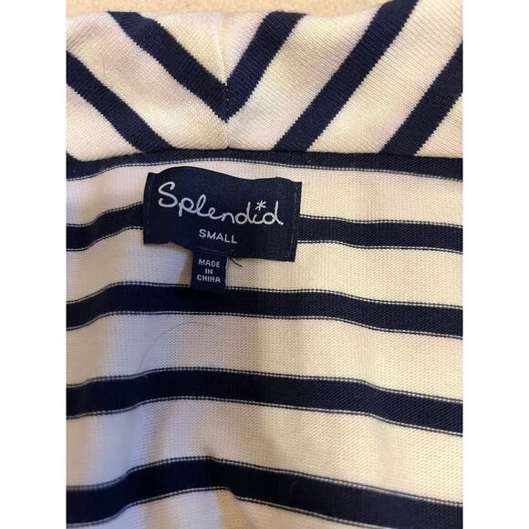 Splendid 100% Cotton Knit Moto Jacket Zipper Stripe Double Breasted Small - Picture 9 of 10